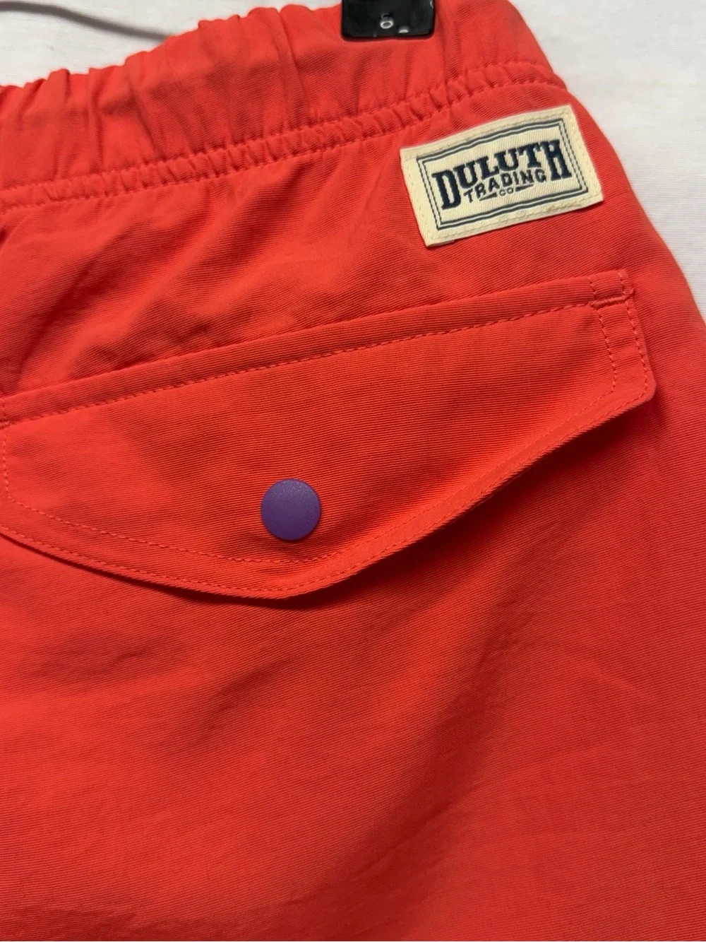 Duluth Trading Orange Swim/Active Shorts with Purple‎ Drawstring XL